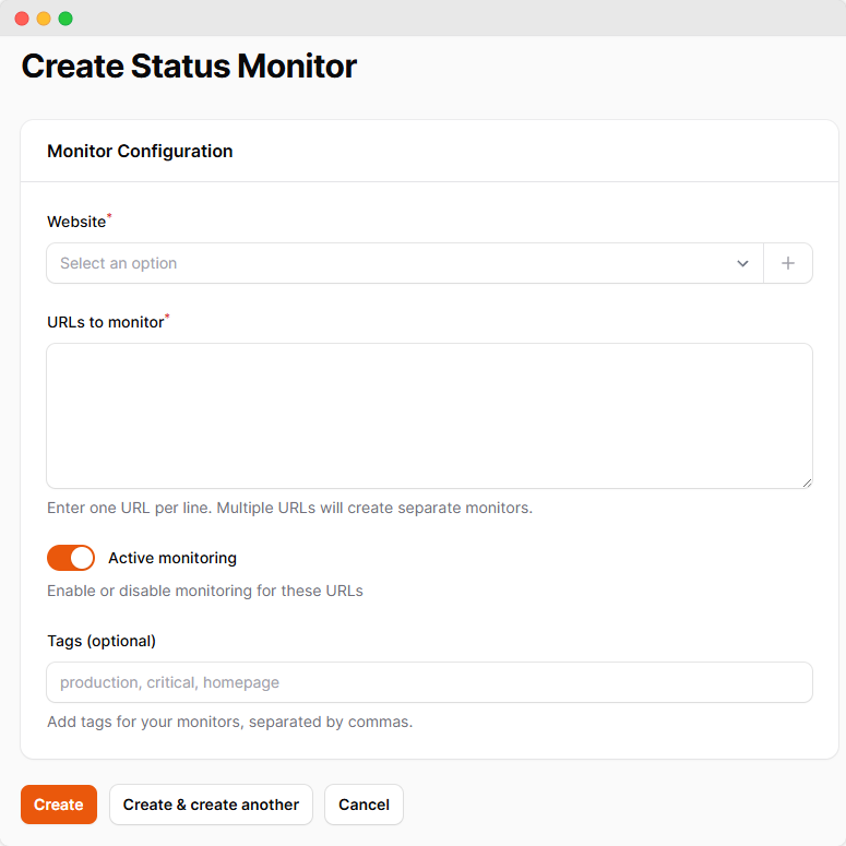 Create Status Monitor