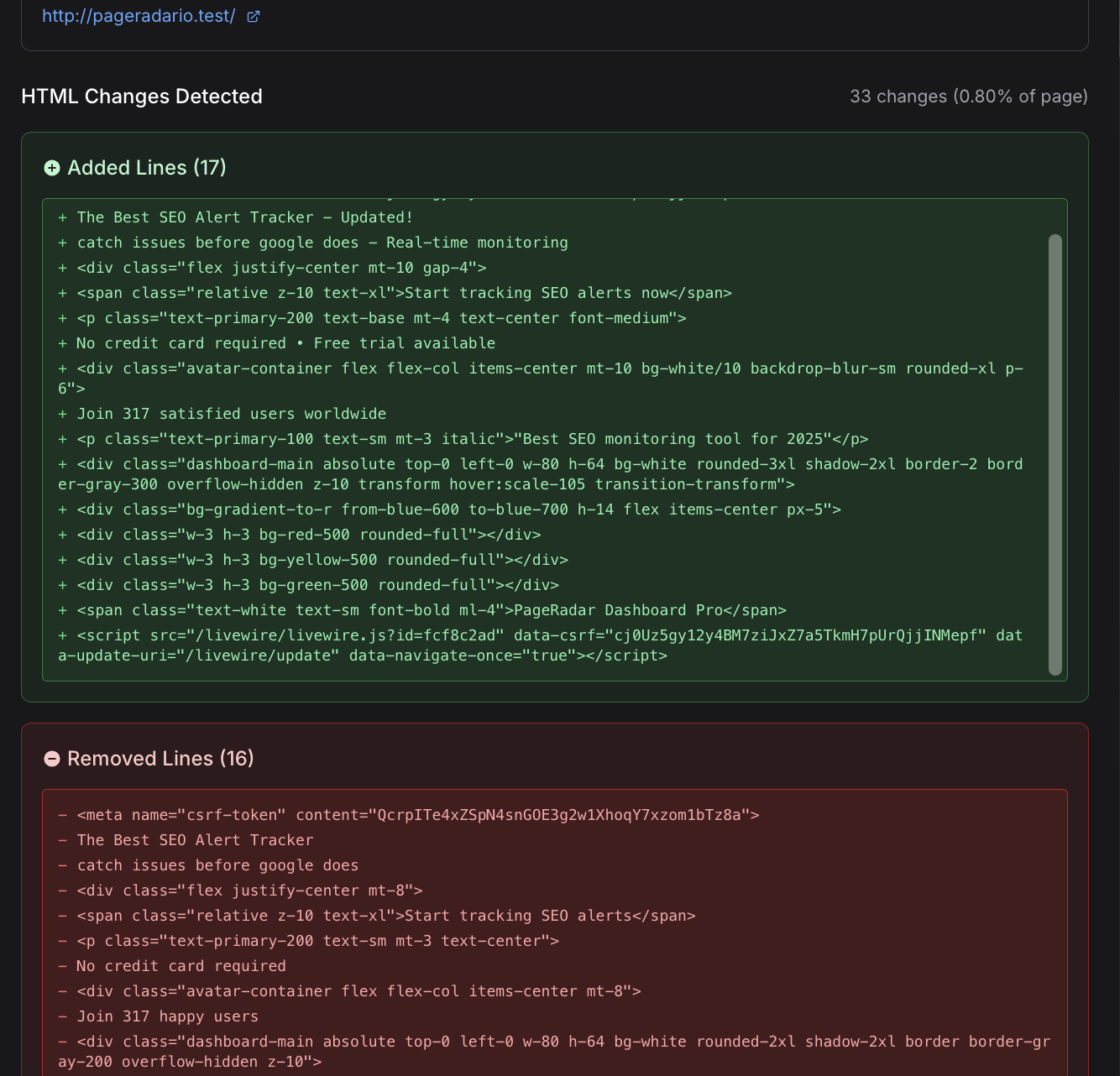 SEO Elements Monitoring - Click to enlarge
