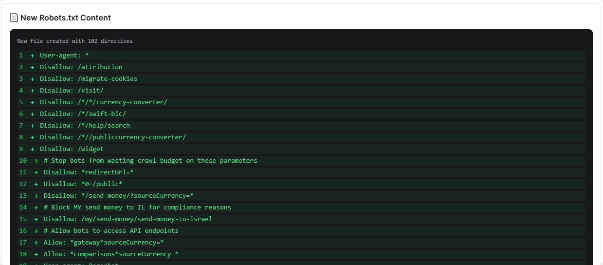 Robots.txt Monitoring Dashboard - Click to enlarge